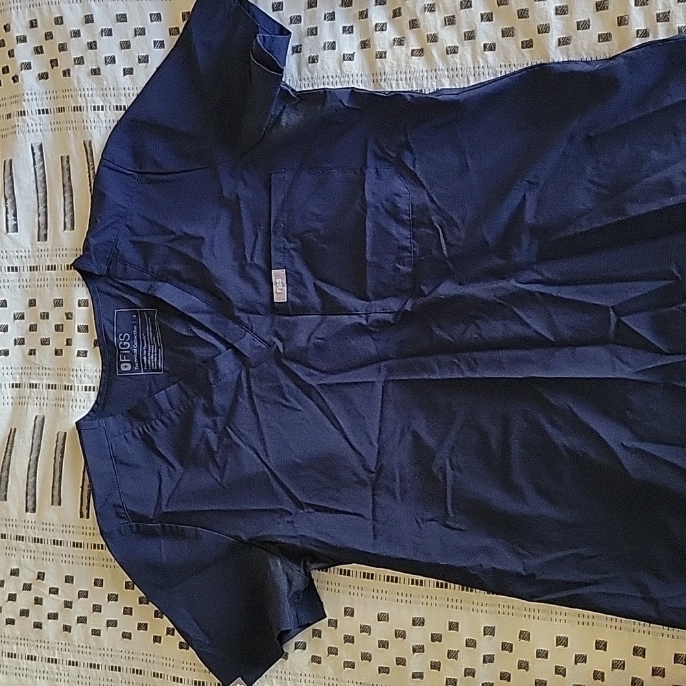 Navy Blue Figs Scrub Top